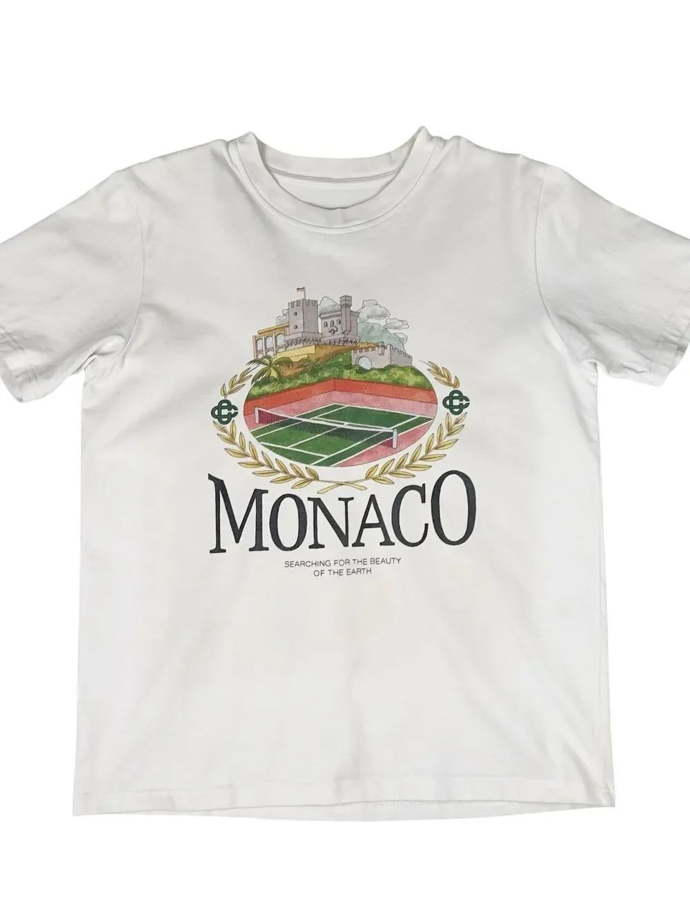 Casablanca Tennis Club Monaco T-Shirt Mens Medium White Organic Cotton